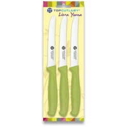 Confezione Blister Di 3 Coltelli Da Tavola 17332VE Di Top Cutlery, Linea Yoana, Colore Verde 17367