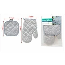 Set Guanti Da Forno Con Presina In Cotone Standard 25X16cm