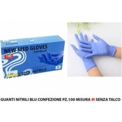 GUANTI NITRILE BLU CONF. 100 PZ. MIS.M SENZA TALCO