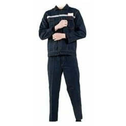 Giacca Da Saldatore Che Assorbe L'umidità Giacca Da Lavoro In Puro Cotone Blu Denim Strisce Riflettenti Taglia L