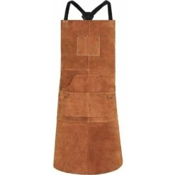 Grembiule Da Saldatore, Grembiule Da Lavoro In Pelle Di Vacchetta Con 6 Tasche 24 "x 36" Grembiule Da Cucina Multifunzionale Larghezze Regolabili Dalla M Alla XXL Per Uomo E Donna (marrone)