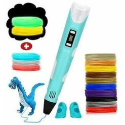 Penna Per Stampa 3D Con Filamento A 12 Colori, Compatibile Con PLA E ABS, Display LCD, Controllo Della Temperatura, Ricarica USB, Regali Interessanti Per Bambini (blu)-