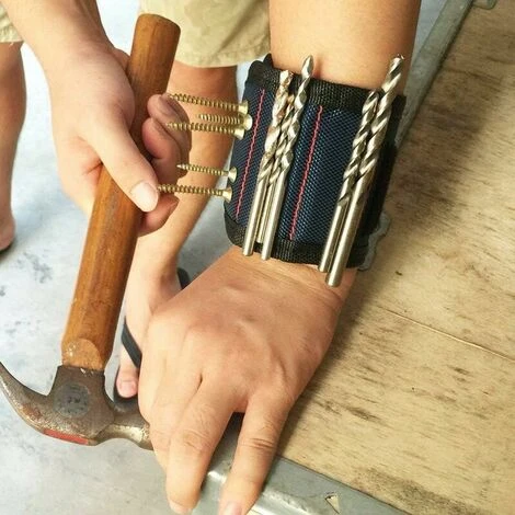 Braccialetto Magnetico, 10 Potenti Magneti Potenti Braccialetto Magnetico Per Contenere Viti, Rondelle, Scalpelli, Piccoli Utensili, Punte Da Trapano, I Migliori Strumenti Regalo Per Fai Da Te - immagine 5