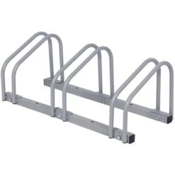 Rastrelliera Per 3 Biciclette Portabici A 3 Posti Metallo Zincato 70x33x27cm