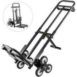 VEVOR Carrello Manuale Per Scale Da 460 Libbre In Acciaio, Carrello Pieghevole Per Scale Da 730x460x255 Mm Con 6 Ruote, Carrello Portapacchi Con Corda Per Trasporto Scatole, Alimentari E Lavanderie
