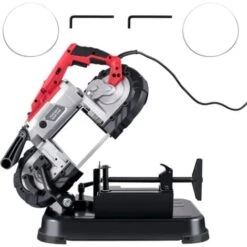 VEVOR Sega A Nastro Portatile A Velocita Variabile, 5 Pollici 1100 W Segatrice A Nastro Con Base Per Tagliare Acciaio Inossidabile, Alluminio, Metallo, Ferro, Cavi Rigidi, Legno, PVC, Plastica, Gomma