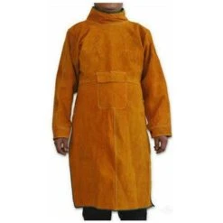 Grembiule Da Saldatore In Pelle Bovina Per Uomo E Donna, Con Maniche E Colletto, Grembiule Da Lavoro Per Officina Per Lavori Pesanti, Resistente Al Calore Antiscintilla 105 Cm