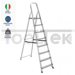 SCALA DOMESTICA IN ALLUMINIO 9 GRADINI 8+1 CON PEDANA