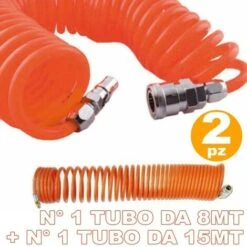 Trade Shop - 2 Tubi Tubo Aria Compressa Flessibile Per Compressore 8 15 Metri Innesti Rapidii