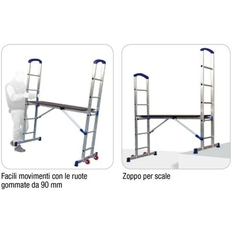 Ponteggio Mobile 2.9 M Scala Trabattello In Alluminio Ruote Facal Zoppo Edilizia - immagine 3