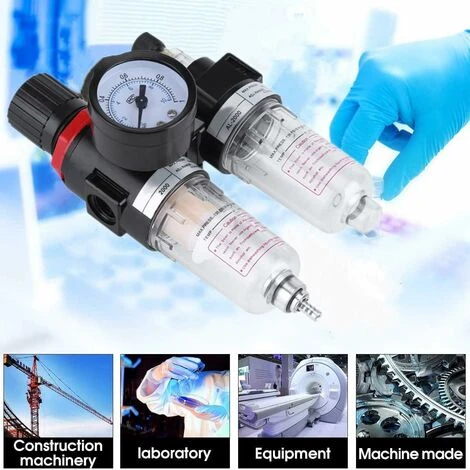 1/4"Filtro Regolatore Regolatore Di Pressione Separatore Olio Trappola Umidità Oliatore Pressione Acqua Compressore Regolatore Filtro Aria - immagine 2