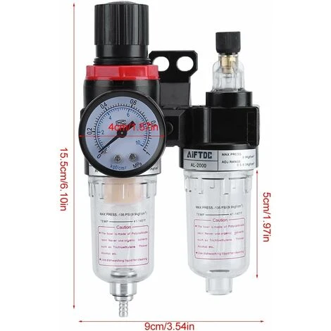 1/4"Filtro Regolatore Regolatore Di Pressione Separatore Olio Trappola Umidità Oliatore Pressione Acqua Compressore Regolatore Filtro Aria - immagine 4