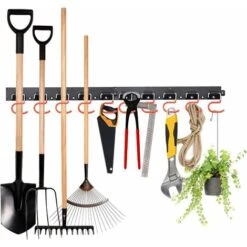 Organizzatore Per Garage, Sistema Di Archiviazione Regolabile Da 64 Pollici Con 20 Ganci 4 Binari Portautensili Porta Attrezzi Da Giardino A Parete Porta Scopa Scopa Porta Attrezzi Per Garage Da Giard