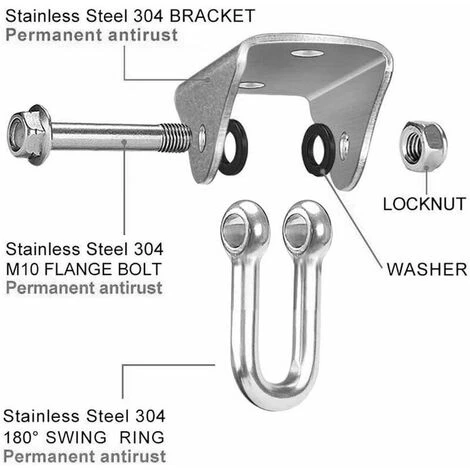 GTA Gancio Da Soffitto Girevole A 360° In Acciaio Inossidabile Per Cemento, Legno, Amaca, Sedia Da Veranda, Altalena, Yoga E Oltre 450 Kg - immagine 4