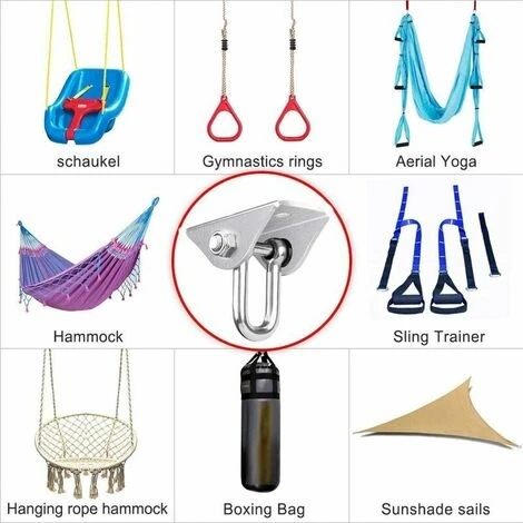 GTA Gancio Da Soffitto Girevole A 360° In Acciaio Inossidabile Per Cemento, Legno, Amaca, Sedia Da Veranda, Altalena, Yoga E Oltre 450 Kg - immagine 5