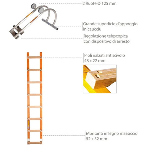Kit échelle De Toit 14 Barreaux Avec Crochet - Longueur 4.71m - 504038-33/471/CR - immagine 5