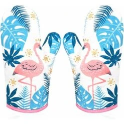 LITZEE Guanto Da Forno Resistente Al Calore, Guanto Da Forno Guanto Da Forno Guanti Da Forno Flamingo Guanto Da Forno Guanti Isolati Da Cucina Guanto Da Forno Spesso Per Barbecue Cucinare 1 Paio Bianc