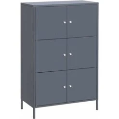 Songmics Armadietto In Metallo A 3 Ripiani, Mobiletto Multiuso Con Doppia Anta Per Ripiano, Mobiletto Per Ufficio Studio Garage, 65 X 36 X 105,2 Cm, Portata Max 15 Kg Per Ripiano, Grigio