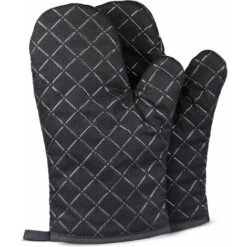 Guanti Da Forno In Silicone Antiscivolo Resistenti Al Calore A Doppia Faccia Per Grigliare/cucinare/cottura Al Forno/barbecue - 1 Paio, Nero