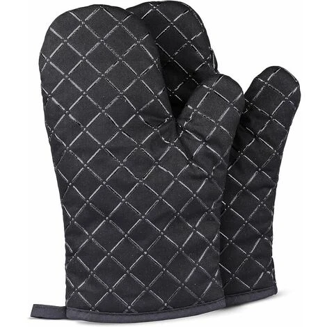 Guanti Da Forno In Silicone Antiscivolo Resistenti Al Calore A Doppia Faccia Per Grigliare/cucinare/cottura Al Forno/barbecue - 1 Paio, Nero