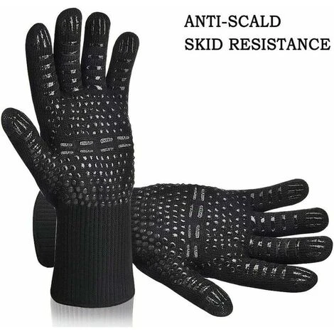 Guanti Da Barbecue, Paio Di Guanti Da Forno Resistenti Al Calore Fino A 800°C Guanti Da Forno Universali Antiscivolo Resistenti Al Calore Perfetti Per Barbecue, Forno, Cucina E Caminetto - immagine 2