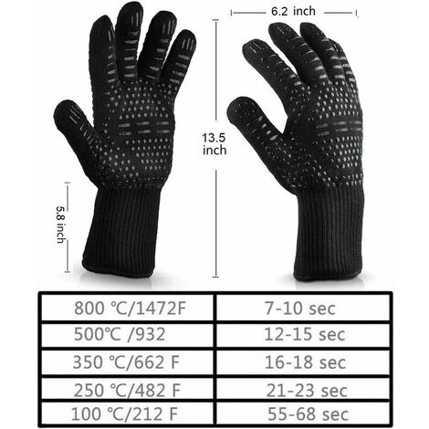 Guanti Da Barbecue, Paio Di Guanti Da Forno Resistenti Al Calore Fino A 800°C Guanti Da Forno Universali Antiscivolo Resistenti Al Calore Perfetti Per Barbecue, Forno, Cucina E Caminetto - immagine 4
