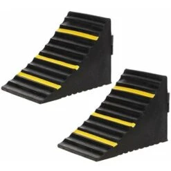 Set 2 Cunei Bloccaruote Fermaruote Gomma Dura Ferma Ruota Ruote Catarifrangenti