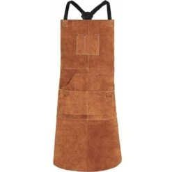 Grembiule Da Saldatore, Grembiule Da Lavoro In Pelle Di Vacchetta Con 6 Tasche, Grembiule Da Cucina Multifunzionale 24" X 36", Cinghie Regolabili Dalla M Alla XXL Per Uomo E Donna (marrone)