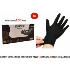 GUANTI NITRILE NERO CONF. 100 PZ. MIS.M SENZA TALCO
