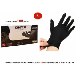 GUANTI NITRILE NERO CONF. 100 PZ. MIS.S SENZA TALCO