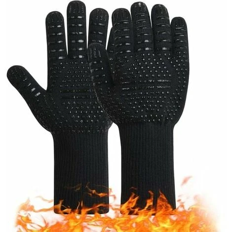 Guanti Da Barbecue Ignifughi Antiscivolo Resistenti Al Calore Guanti Isolanti A 500 Gradi Guanti Resistenti Al Calore Del Forno Neri