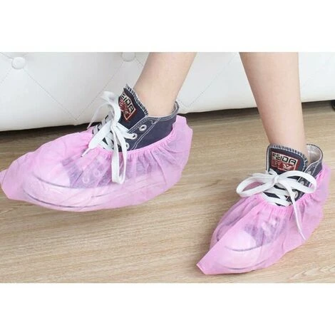 Copriscarpe Usa E Getta Da 100 Pezzi, Copriscarpe Usa E Getta In Tessuto Non Tessuto Rosa - immagine 3