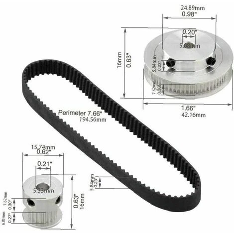 2gt Ruota Sincrona 20 60 Denti Foro Puleggia Sincrona In Alluminio GT2 Sistema Puleggia Cinghia Dentata - immagine 4