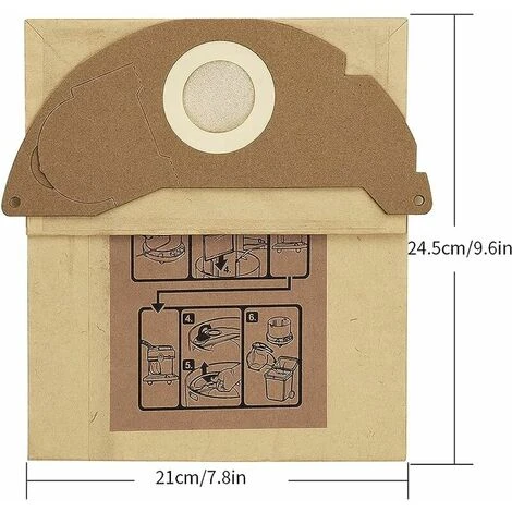 10 Sacchetti Per Aspirapolvere Per Sacchetto Filtro Kärcher 6.904-322.0 Per MV2, WD2 - immagine 4