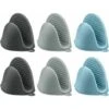 3 Paia Di Mini Guanti Da Forno In Silicone Resistente Al Calore Guanti Da Cucina Antiscivolo Resistenti Agli Alimenti Per Cucinare (blu + Grigio + Grigio Scuro)