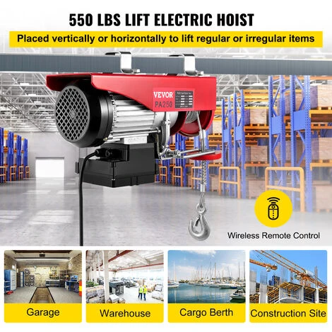 VEVOR Paranco Elettrico Con Telecomando Wireless, 600 W Sollevamento Cavo Telecomando Senza Fili Lega Di Acciaio E Lega Di Alluminio Per Scenari Di Vasta Portata Nel Carico Di Attrezzature Pesanti - immagine 3