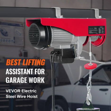 VEVOR Paranco A Leva Elettrico 1600 W Carico Max. 1000 Kg Altezza Di Sollevamento 12 M Motore Rame Puro Con Telecomando, Paranco Elettrico A Leva Per Sollevamento Carico Velocità 10 M/min Da Garage - immagine 3