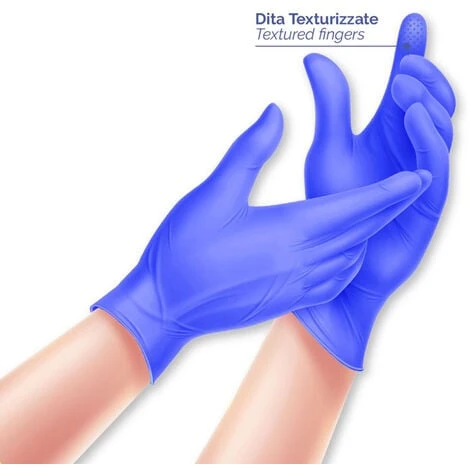 GUANTI MONOUSO IN NITRILE BLU NO POLVERE 100 PZ GLOVELY BIOSOFT PF COBALT FOOD, S - immagine 2