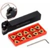 MWLNR2020K08 Portautensili Per Tornio + 10 Inserti In Metallo Duro WNMG080404 + Chiave Per Tornio