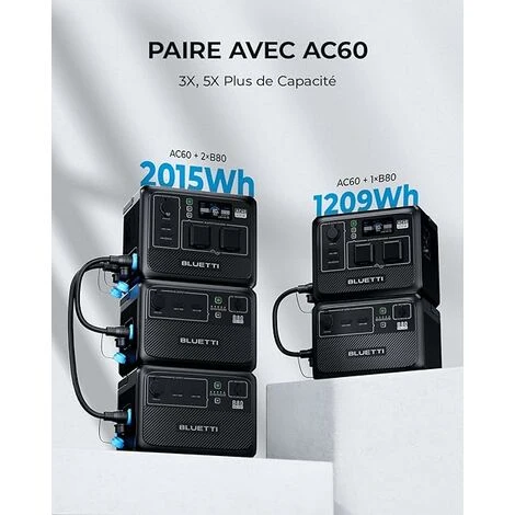 BLUETTI Batteria Di Espansione B80 806Wh, Batteria Di Backup LiFePO4 Per Generatore Solare AC60/EB3A/EB55/EB70/AC180, Antipolvere E Impermeabile Per Campeggio, Interruzione Di Corrente Domestica - immagine 2